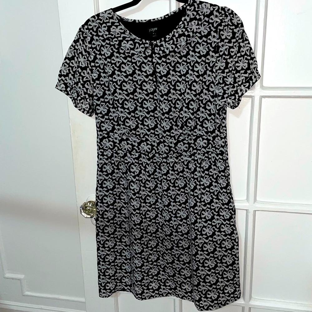 JCREW Black & White Bow Collar Dress